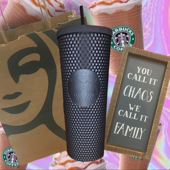 STARBUCKS BLACK 24Oz STUDDED COLLECTORS CUP & Lid